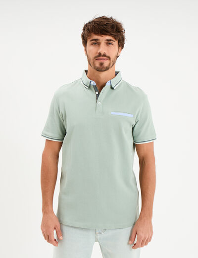Polo piqu&eacute; manches courtes coton vert pastel homme