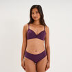 Soutien-gorge triangle micro dentelle prune femme