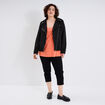 Pantalon capri skinny taille haute noir femme grande taille