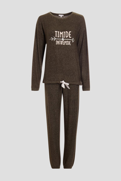Ensemble pyjama 2 pièces gris foncé femme