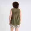 Blouse ajustée col tunisien vert kaki femme grande taille