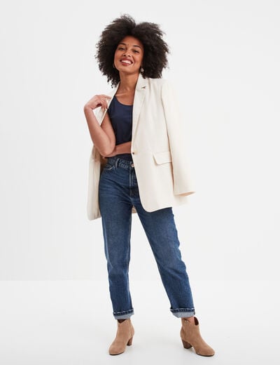 Débardeur bretelles larges coton bleu marine femme