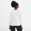 T-shirt coton col rond manches longues blanc femme