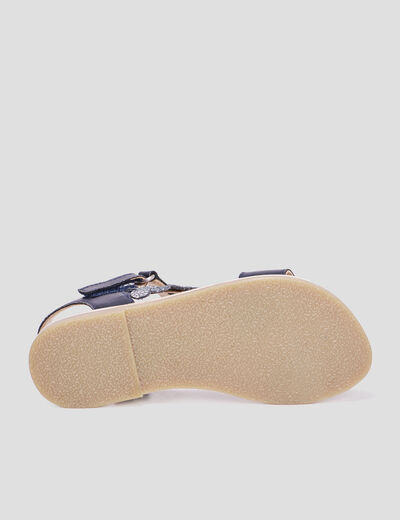 Sandales brides feuilles en cuir Creeks bleu fille