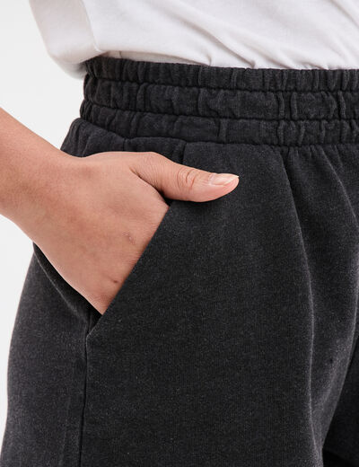 Short de jogging taille élastiquée noir femme