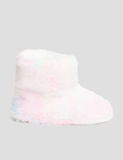 Chaussons bottines fausse fourrure multicolore fille