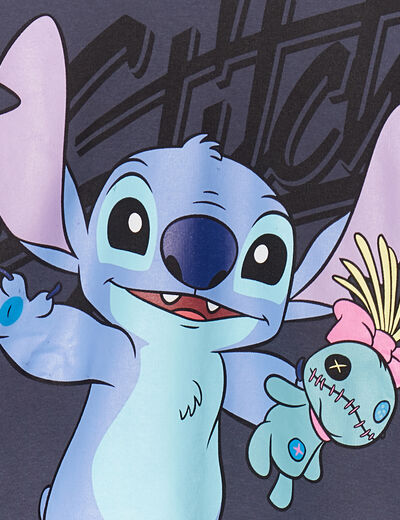 Sweat à capuche fourré hoodie Stitch gris foncé fille