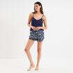 Ensemble pyjama short et d&eacute;bardeur bleu marine femme