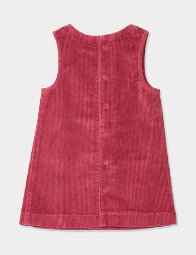 Robe chasuble effet velours côtelé coton vieux rose bébé fille