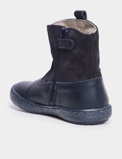 Bottes en cuir à bout rond Creeks bleu marine fille