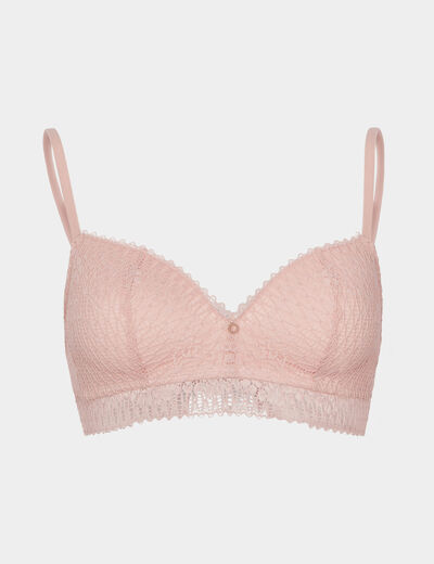 Soutien-gorge triangle micro dentelle rose poudrée femme