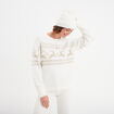 Pull Noël col rond manches longues blanc femme