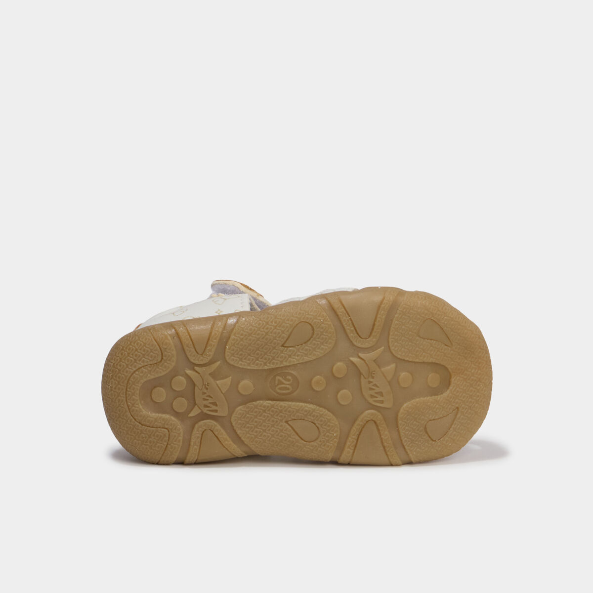 Sandales en cuir fermeture &agrave; scratchs blanc b&eacute;b&eacute; fille