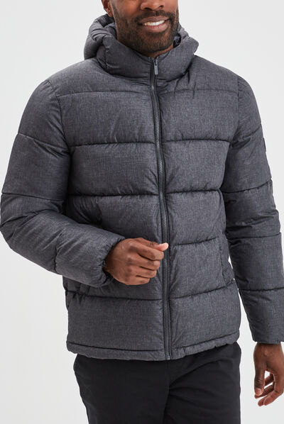 Doudoune zippée à capuche gris foncé homme