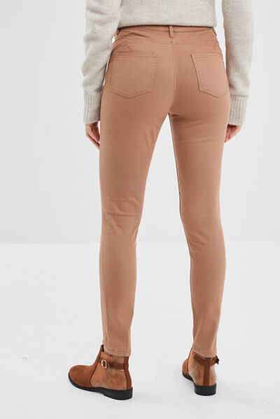 Jeans slim push up marron clair femme