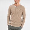 T-shirt col tunisien 1 poche Trappeur taupe homme