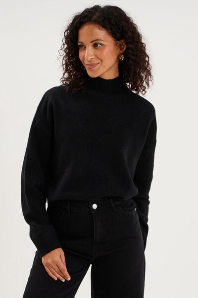Pull droit avec col montant noir femme