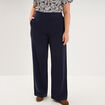 Pantalon large taille haute bleu fonc&eacute; femme grande taille