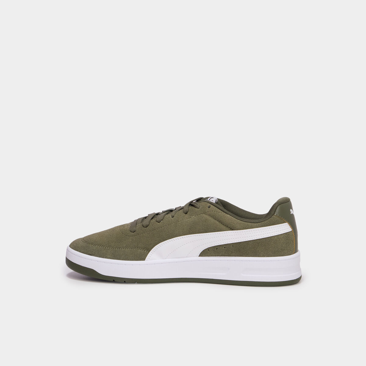 Baskets &agrave; lacets en cuir Puma Clean SD vert kaki homme