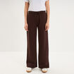 Pantalon de jogging molletonn&eacute; large marron fonc&eacute; femme