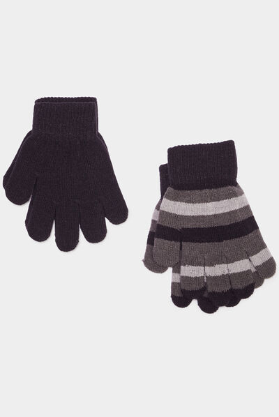 Lot 2 paires gants noir garçon