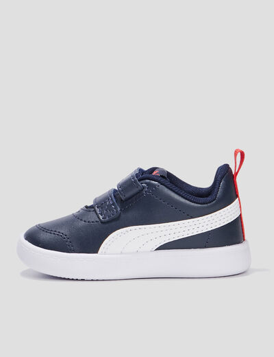 Tennis à scratchs Puma Courtflex bleu marine bébé garçon
