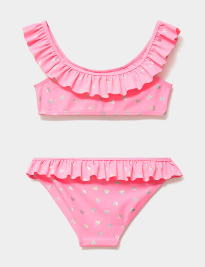 Maillot de bain 2 pi&egrave;ces rose fluo fille