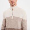 Pull camionneur col zippé taupe homme