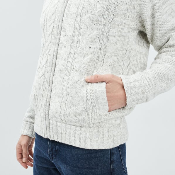gilet zippe avec torsades ivoire homme Gilet zippé avec torsades ivoire homme