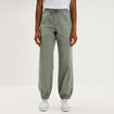 Pantalon cargo droit cropped lyocell vert pastel femme