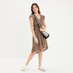 Robe dentelle midi évasée Liberto marron foncé femme