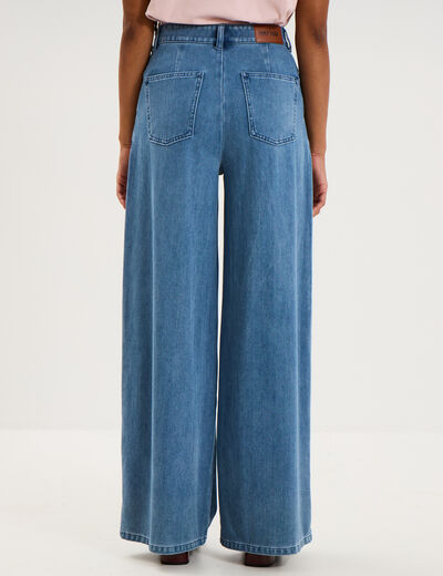 Jean large &agrave; pinces denim double stone femme