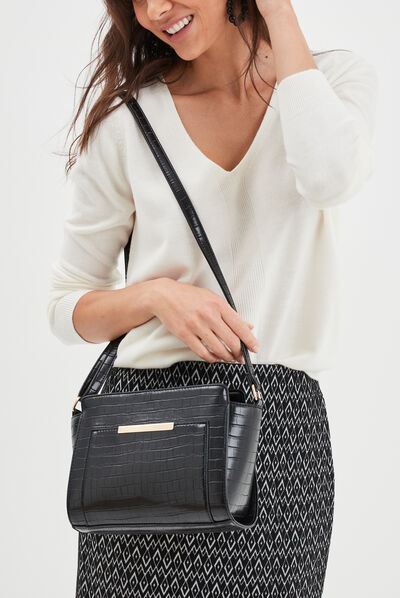 Sac à bandoulière texturé noir femme