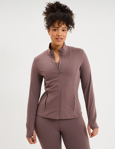 Veste de sport ajust&eacute;e avec fermeture mauve femme