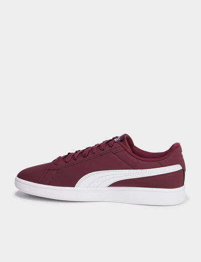 Tennis basses à lacets Puma Smash Buck bordeaux homme