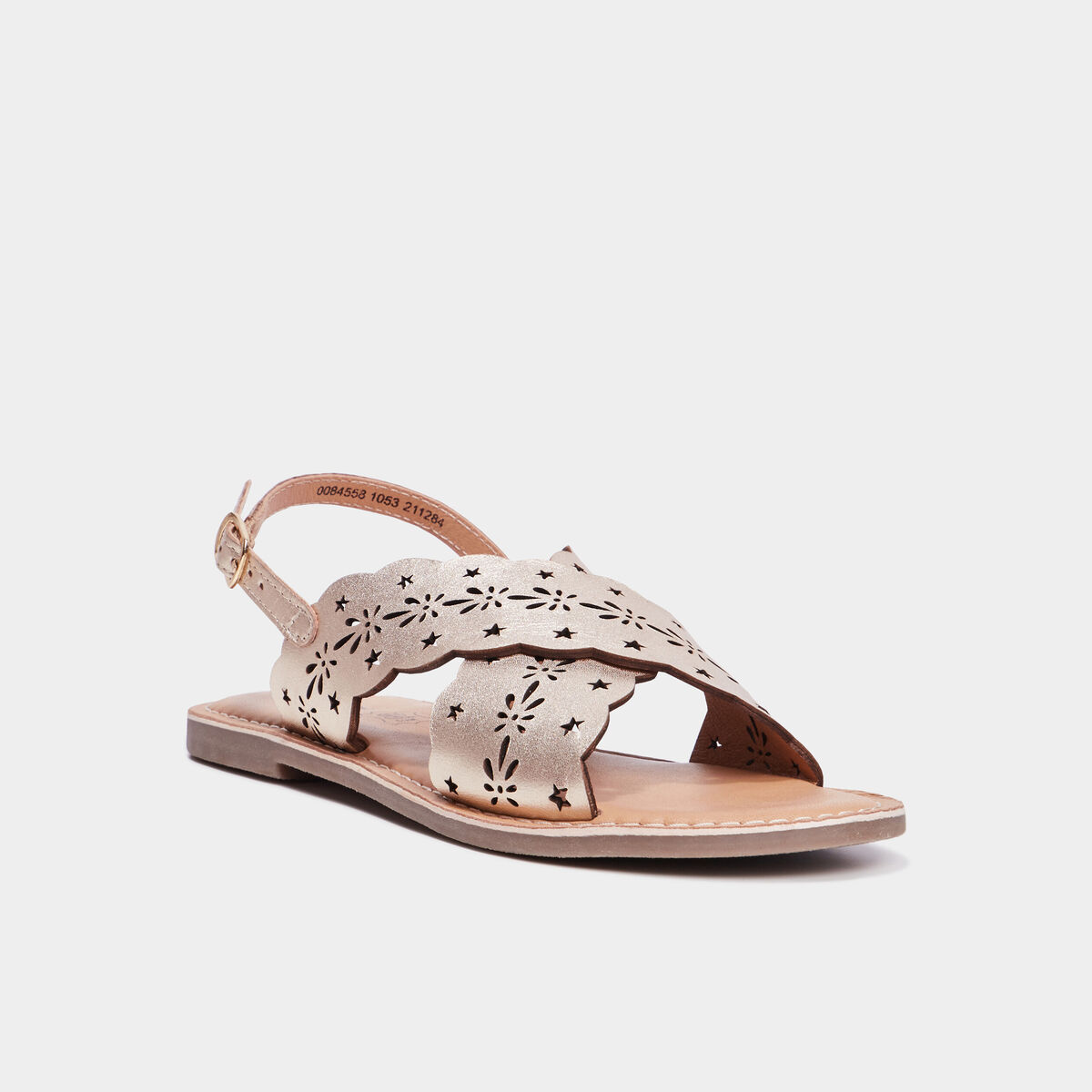 Sandales perforations en cuir Creeks jaune or fille