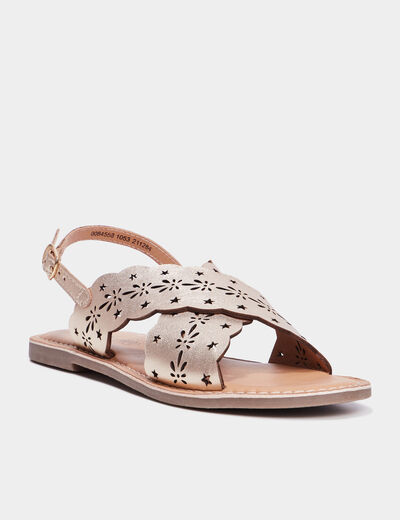 Sandales perforations en cuir Creeks jaune or fille