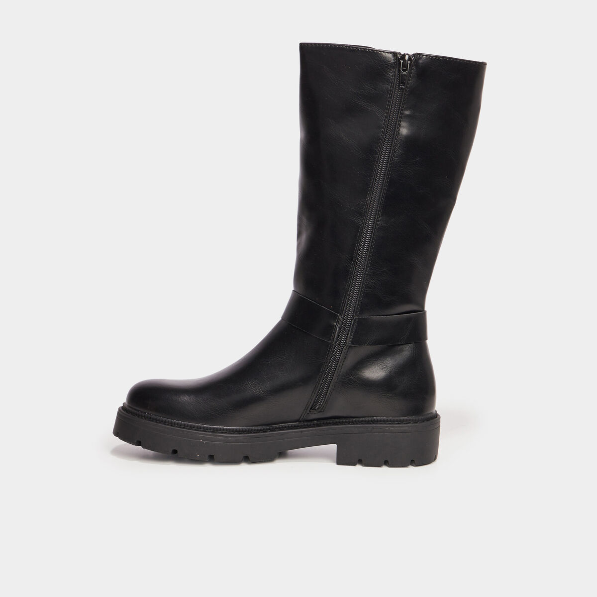 Bottes crantées avec boucles noir femme