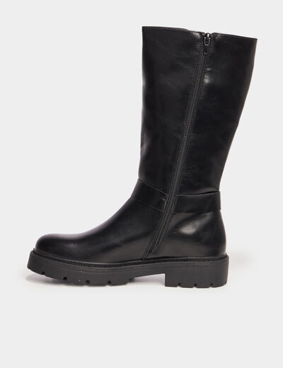 Bottes crantées avec boucles noir femme