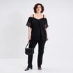 Jeans droit taille haute denim noir femme grande taille