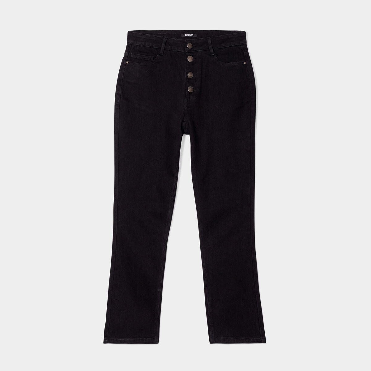 Jeans droit boutonné Liberto denim noir femme