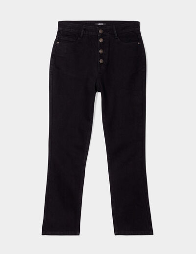Jeans droit boutonné Liberto denim noir femme