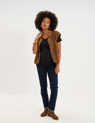 T-shirt grossesse manches courtes coton noir femme maternit&eacute;
