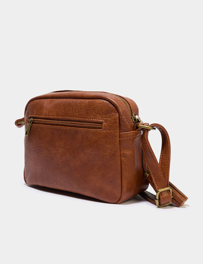 Sac en bandouli&egrave;re marron cognac femme