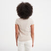 T-shirt coton col rond manches courtes beige femme