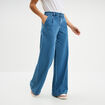 Jeans wide leg &agrave; pinces denim double stone femme