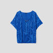 T-shirt col V à chaine manches courtes bleu electrique femme
