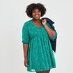 Robe patineuse fils métallisés col en V vert femme grande taille