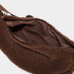 Sac banane effet polaire marron fonc&eacute; femme