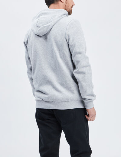 Sweat zippé molleton à capuche gris homme